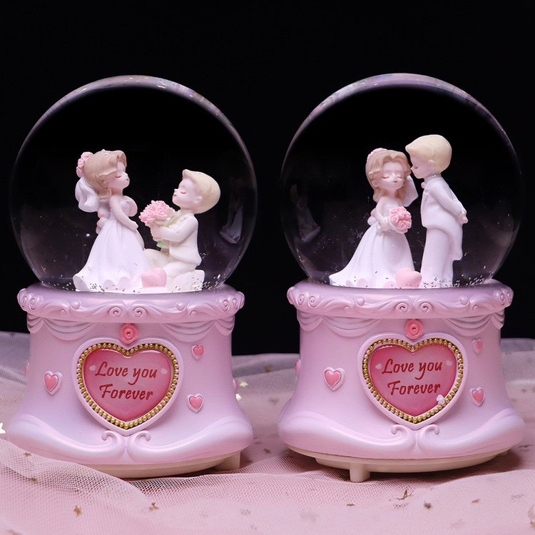 水晶球音乐盒大号自动喷雪花电池款飘雪工艺品家居装饰品摆件设