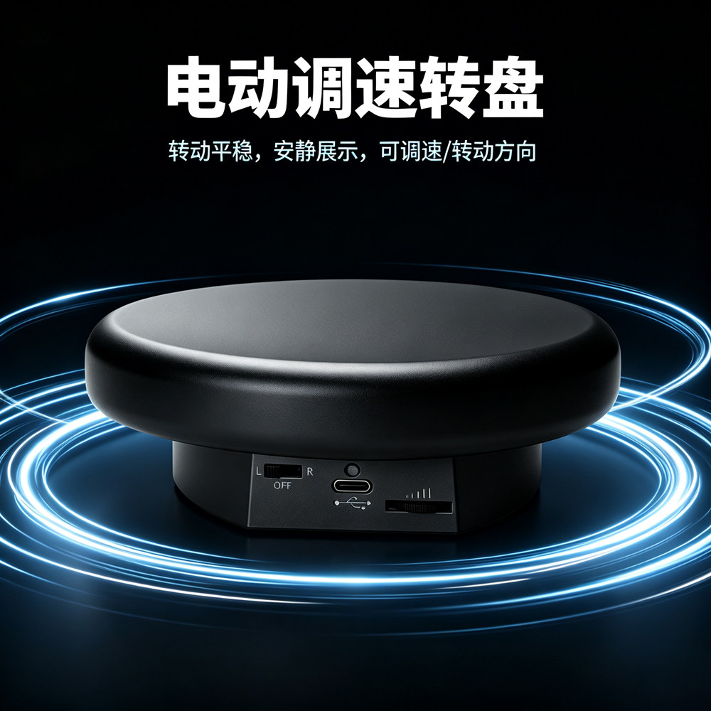 电动调速转盘展示架圆形旋转台首饰展示柜台静音耐用平稳12cm16cm