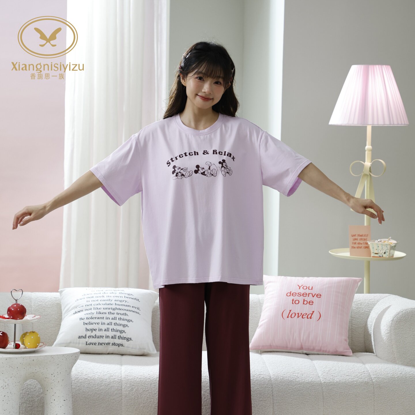 香旎思一族女夏纯棉莫代尔家居服