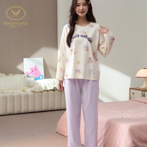 香旎思一族女士秋圆领套头家居服