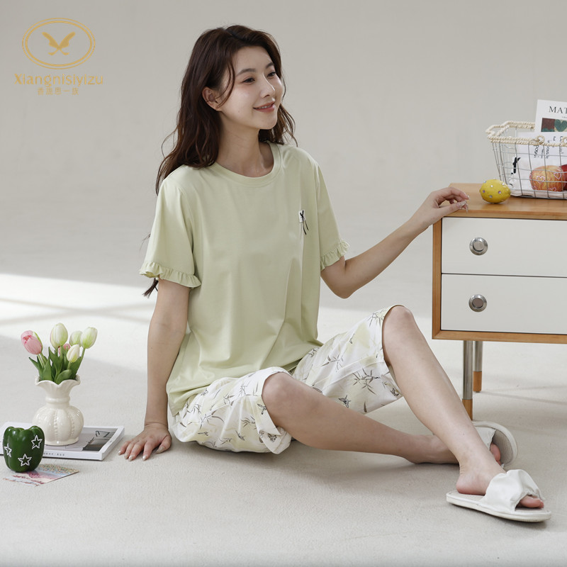 香旎思一族女夏纯棉莫代尔家居服