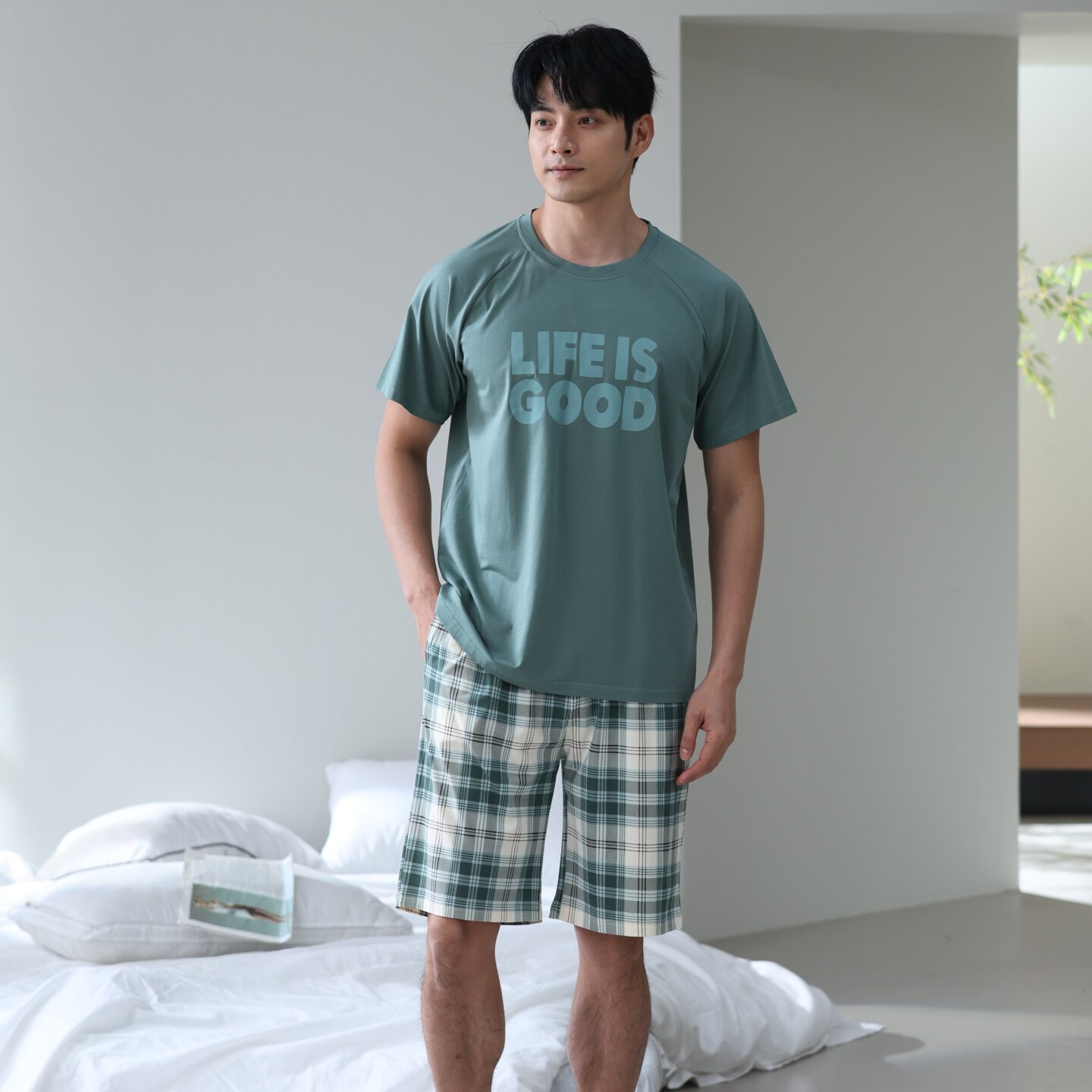香旎思一族男夏纯棉莫代尔家居服
