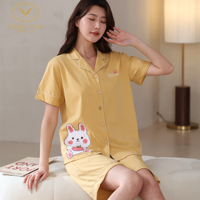 香旎思女拉架卡通短袖短裤家居服