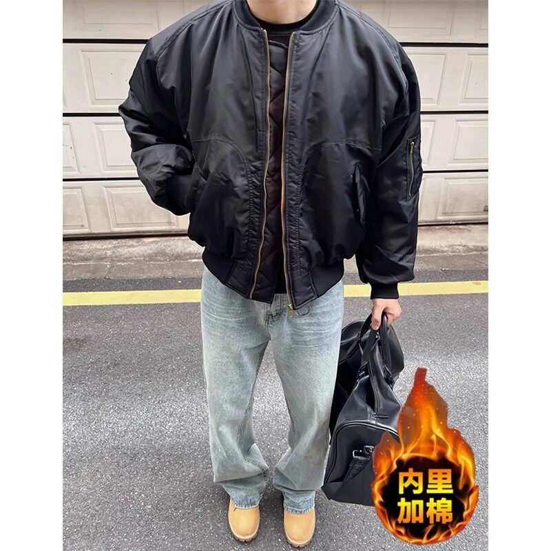 官方正品Mrakeai Kyyds MK黑色飞行员夹克棉服男款冬季潮牌廓形美