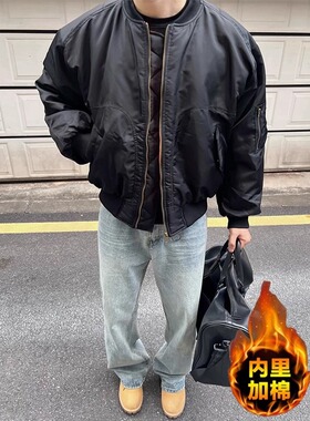 官方正品Mrakeai Kyyds MK黑色飞行员夹克棉服男款冬季潮牌廓形美