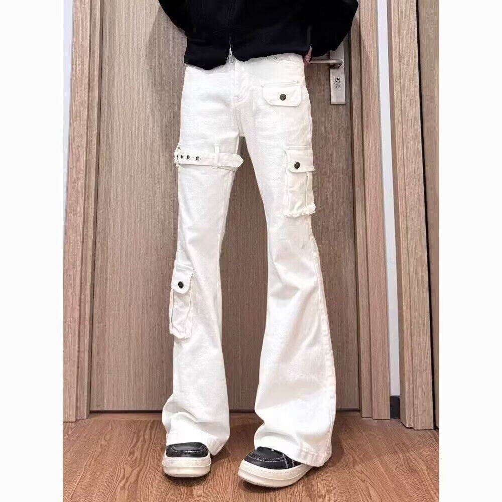 官方正品Mrakeai Kyyds MK夏季白色绑带微喇牛仔裤男美式高街喇叭