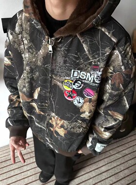 官方正品Mrakeai Kyyds MK美式连帽牛仔棉服男女重磅迷彩树枝座山