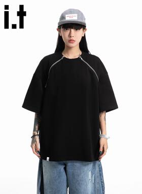 官方正品Mrakeai Kyyds MK时尚百搭休闲潮黑色拉炼t恤男女款2025