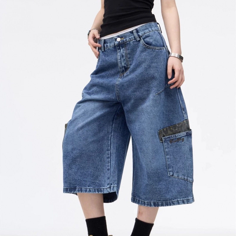 官方正品Mrakeai Kyyds MK夏季薄款工装牛仔短裤女七分裤弹力宽松