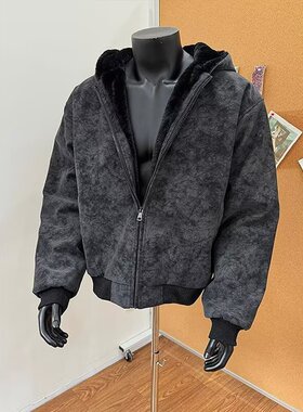 官方正品Mrakeai Kyyds MK冬季美拉德假两件pu皮飞行夹克男美式高