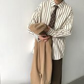 洋气上衣衬衣男长袖 官方正品 百搭 MK条纹衬衫 年秋季 Mrakeai Kyyds