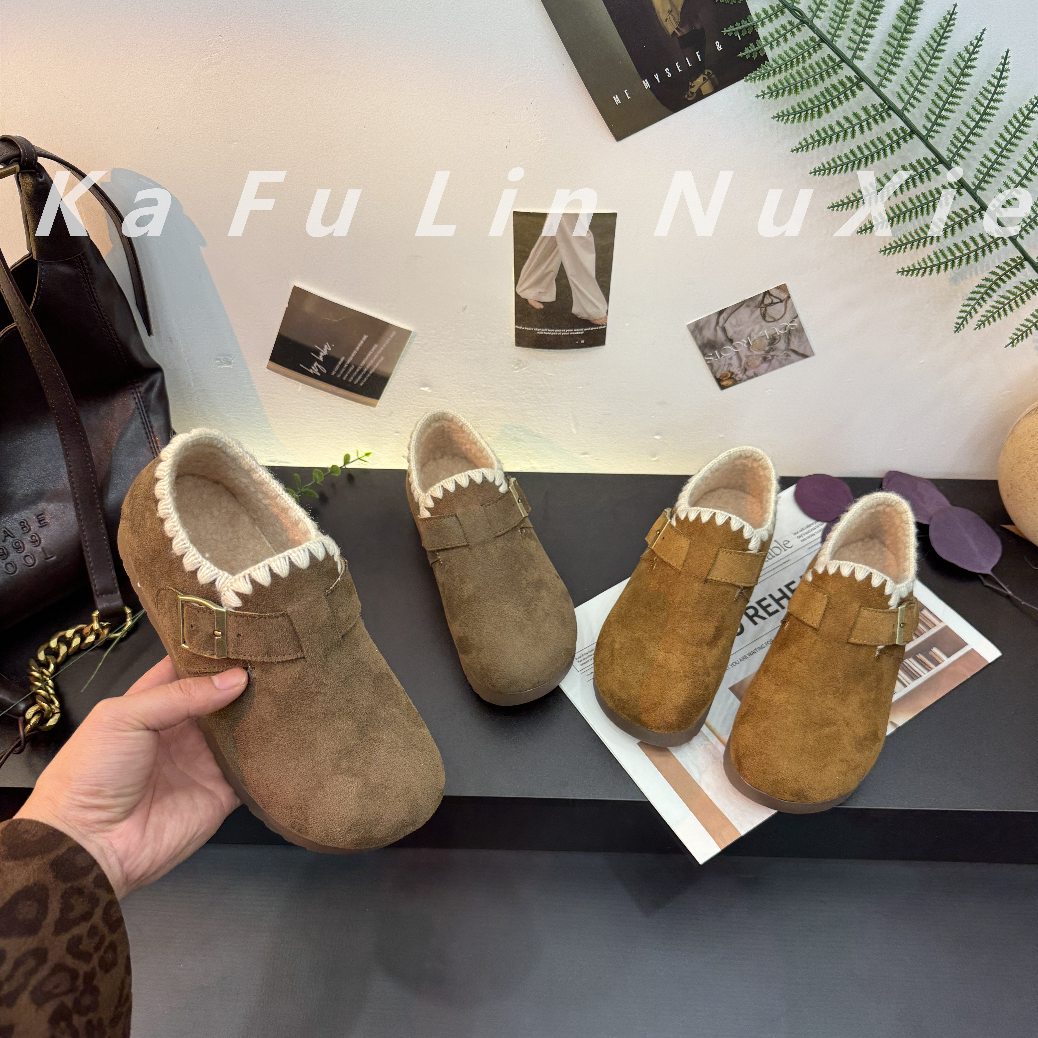 【靓俪范LIANGLIFAN】小众简约保暖网红勃肯2025冬新款加绒棉鞋女,女鞋,勃肯鞋/软木鞋,淘宝优惠券,粉丝福利购,淘宝优惠卷