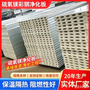 硫氧镁彩钢净化板 防潮防霉易清洁 洁净车间隔墙吊顶支持工程定制
