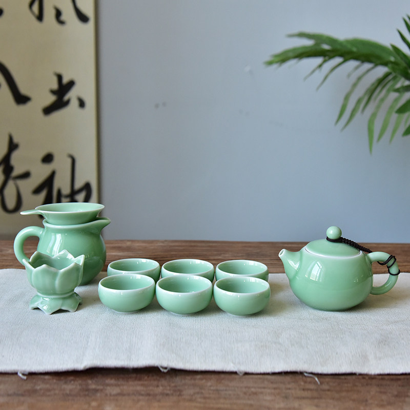 涵青堂 家用龙泉窑哥窑冰裂纹功夫茶具套装西施壶带过滤器泡茶器