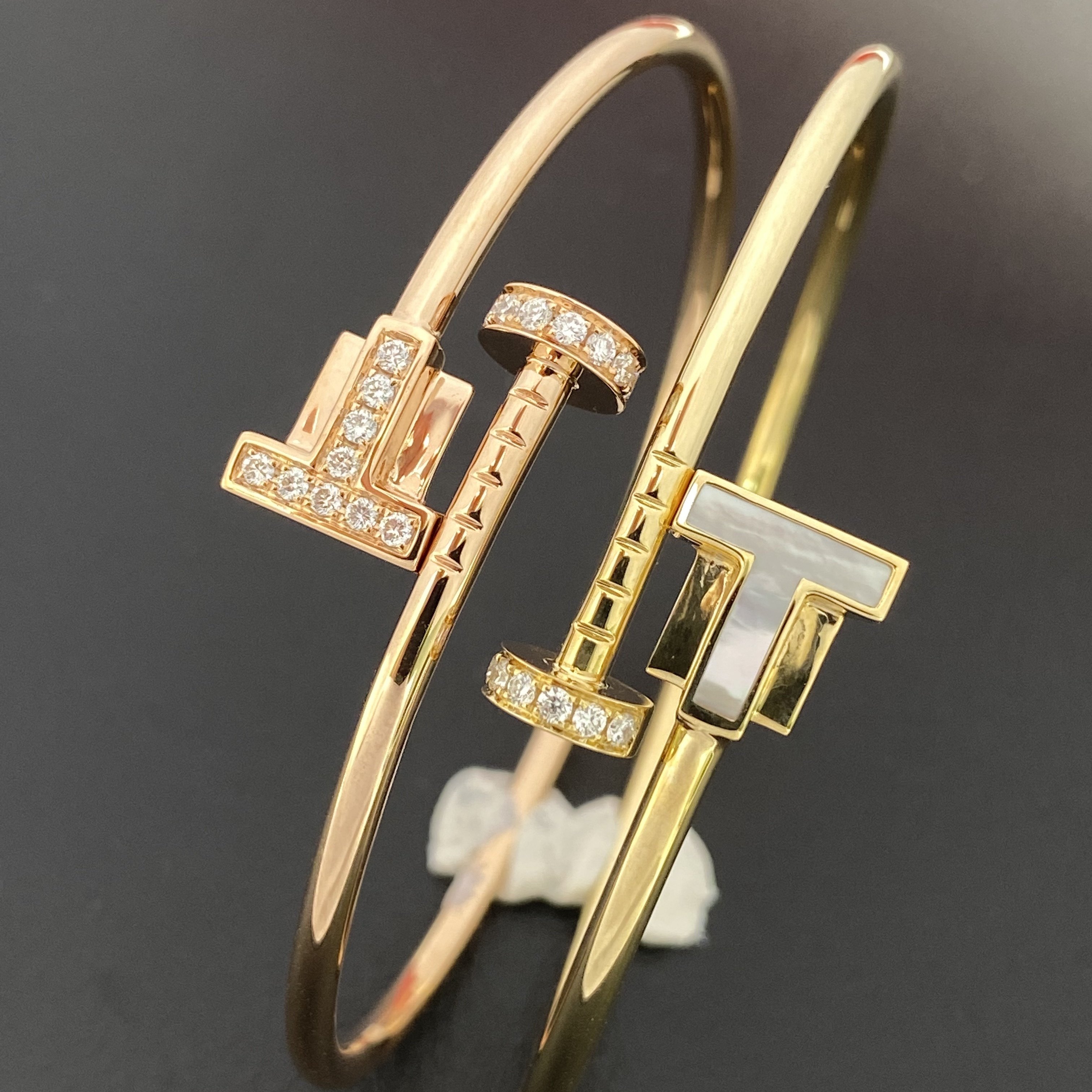 18K金钉子手镯玫瑰金黄金白金四叶草五花手链红蓝紫玉髓五花手链