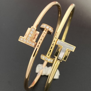 18K金钉子手镯玫瑰金黄金白金四叶草五花手链红蓝紫玉髓五花手链