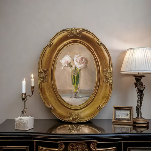 欧式 金色树脂雕花椭圆形相框壁画挂画7 复古宫廷巴洛克法式 风格