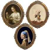 12寸北欧金色复古仿木花雕椭圆形欧式 相框画框家居创意摆台带玻璃