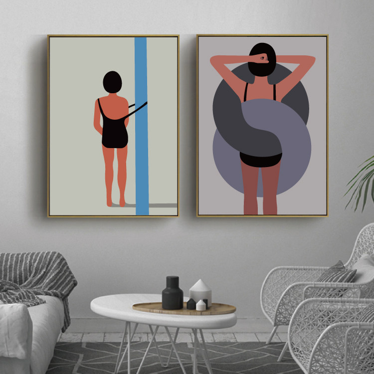 简约现代艺术抽象个性人物背影意境客厅装饰画画芯高清打印挂画画