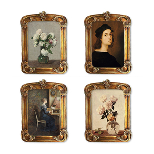 12寸北欧现代简约轻奢复古金色雕花艺术树脂挂画7寸摆台相框画框