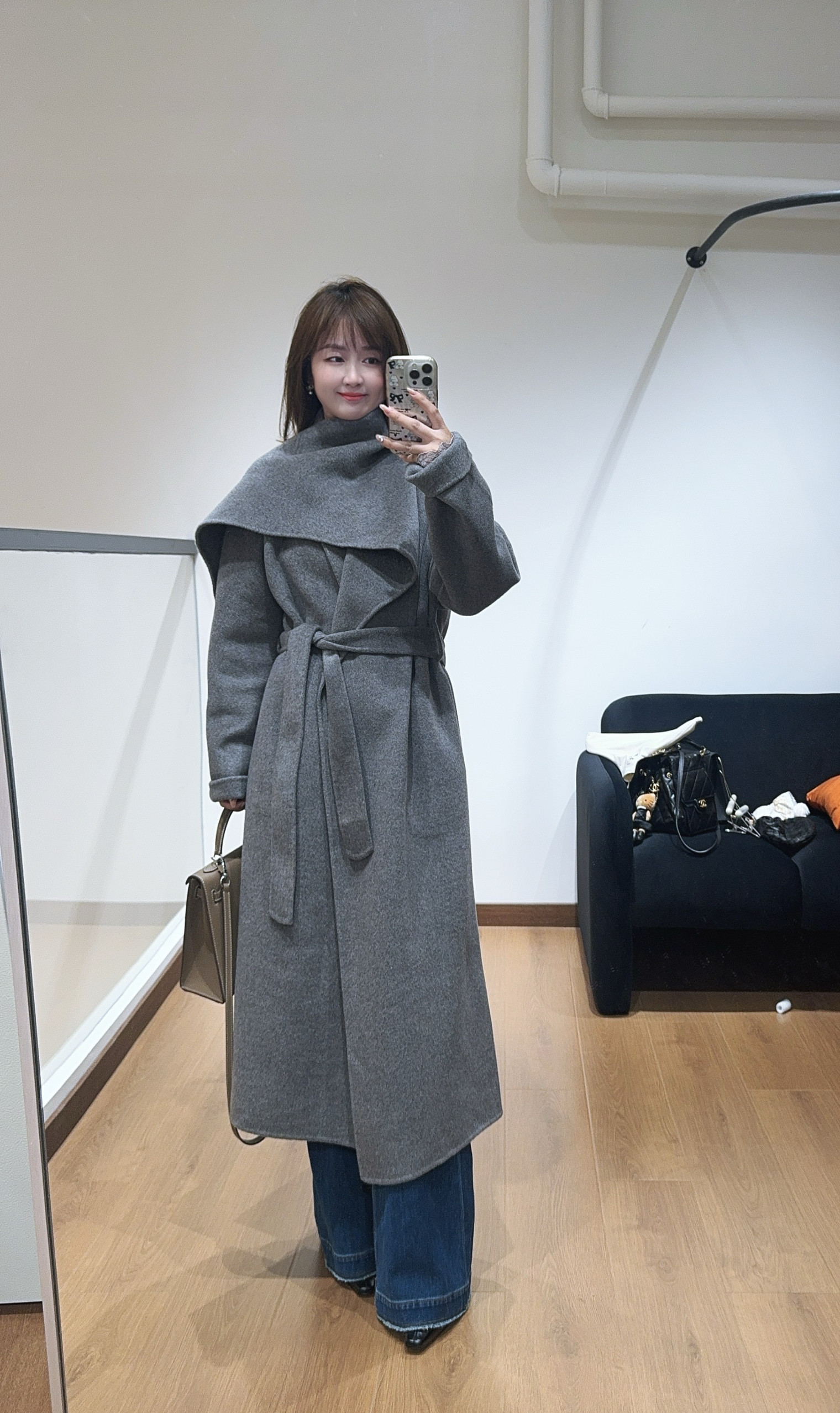2025秋冬新设计师韩版宽松显瘦百搭双面羊绒大衣女中长款毛呢外套