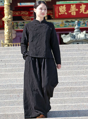 【苇素禅服】禅意佛系高端棉麻盘扣中式女装中国风套装有棉衣棉裤