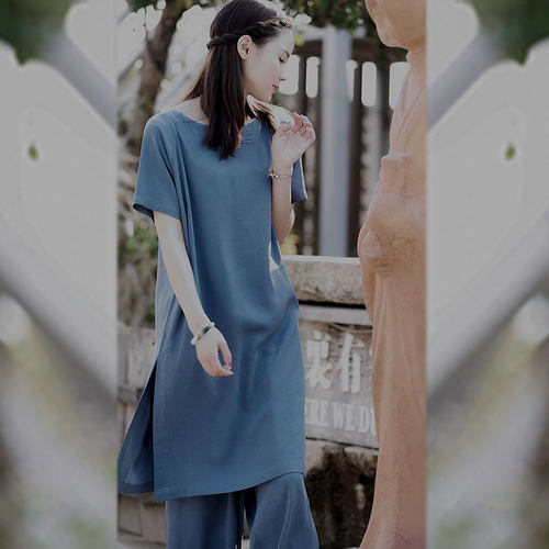 苇素重磅天丝盘扣上衣+萝卜裤