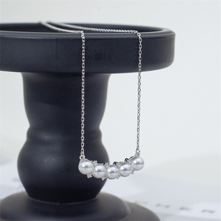 5mm吊坠项链 人造冷光澳白珍珠 微笑天使