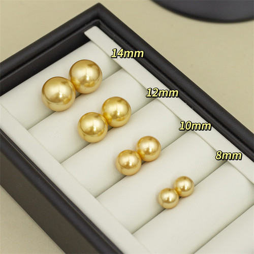 【富贵金珠】人造南洋正金偏茶金 珍珠耳钉/隐形耳夹/耳环