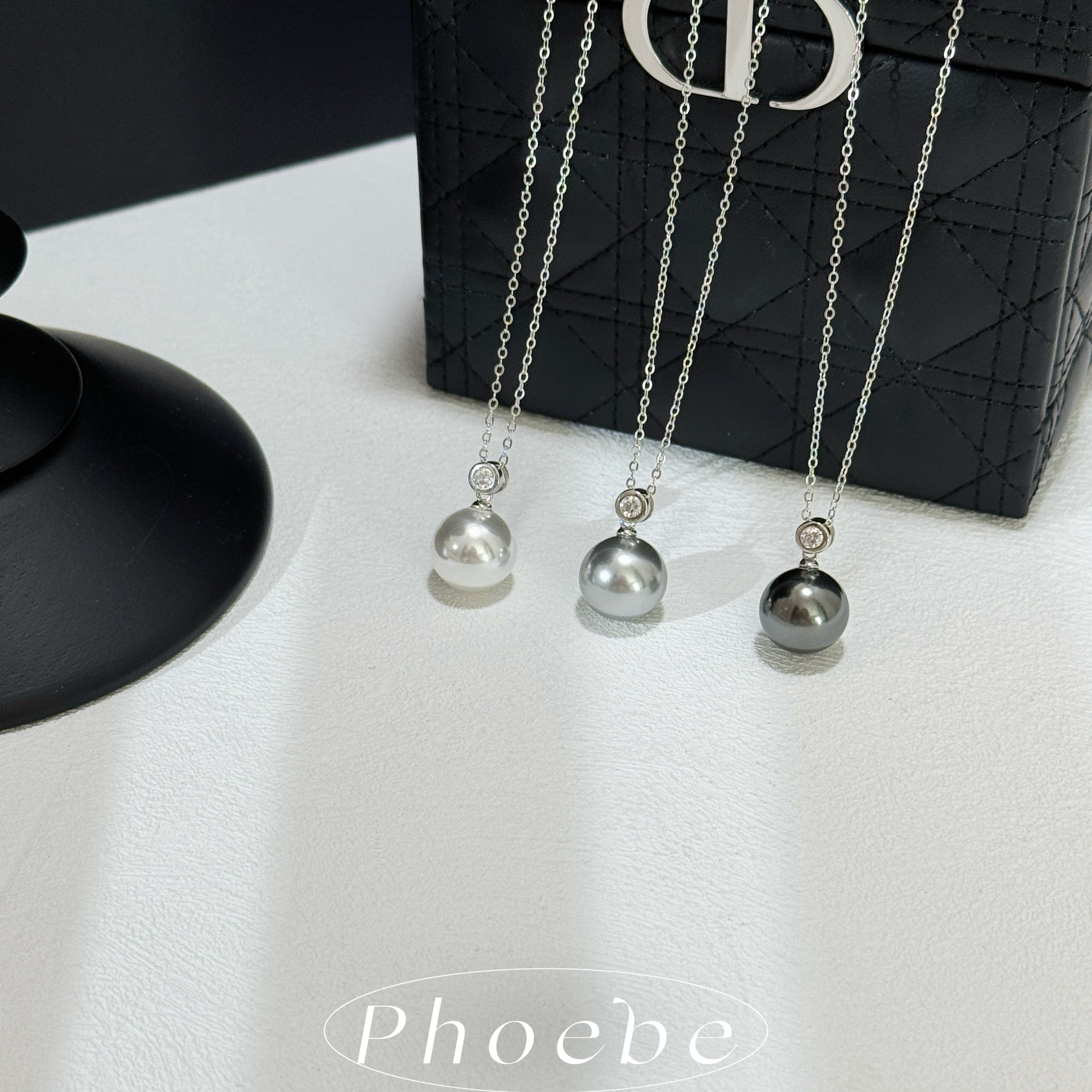 【简约冷色气泡】极简时尚 人造澳白珍珠大溪地珍珠吊坠项链 百搭