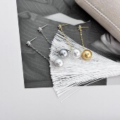 人造澳白珍珠耳环耳线耳坠10mm OL简约百搭款 方糖耳线