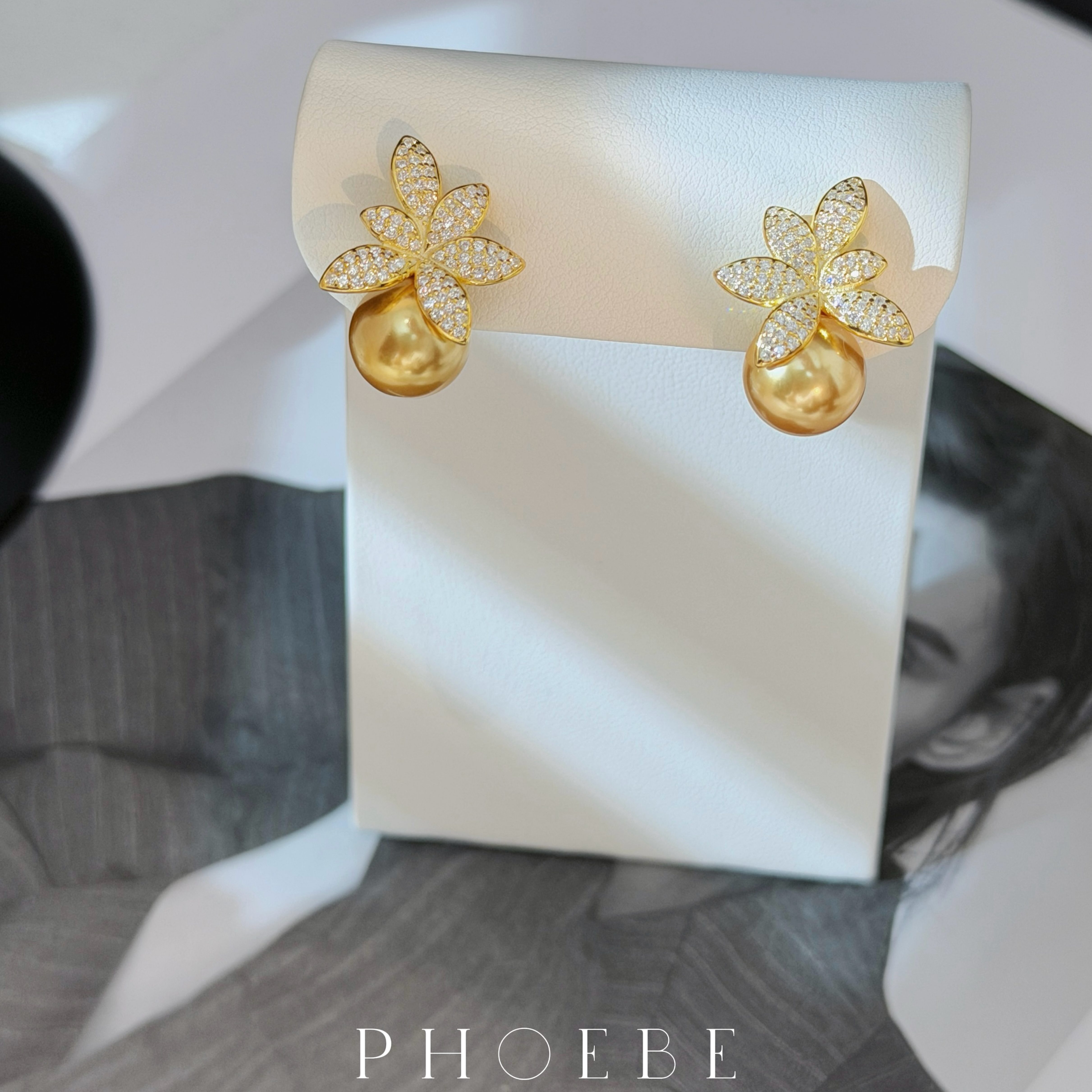 贵气高级金珠花卉轻奢耳环