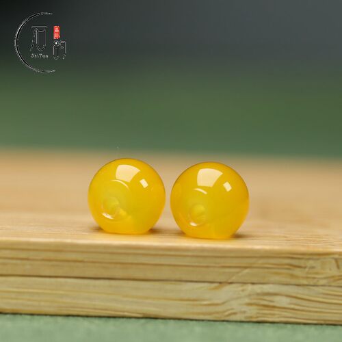 天然黄玛瑙圆珠扣子10mm
