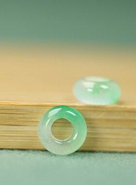 天然玉石冰飘绿小算盘珠10*5mm大孔径4mmDIY手链手串项链饰品C231