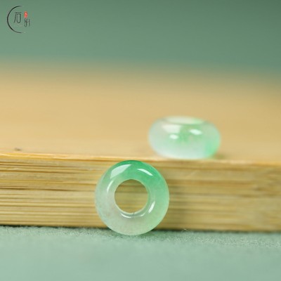 天然玉石冰飘绿小算盘珠10*5mm大孔径4mmDIY手链手串项链饰品C231