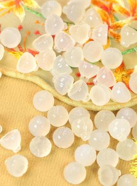 天然玛瑙白色莲蓬10、12mm吊饰小挂饰DIY配饰古风吊坠项链A85A91