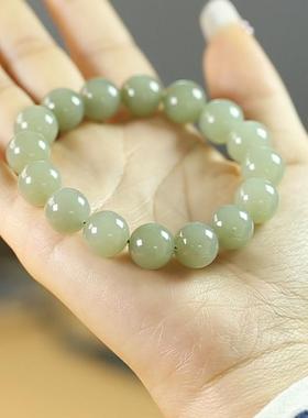 天然和田玉12mm圆珠单圈手链手串