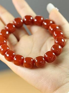 天然红玛瑙13mm桶珠单圈手链手串