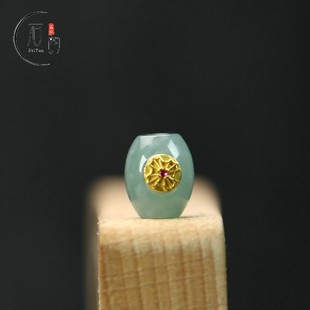 天然翡翠A货蓝水8*10mm米珠孔2mm镶贴片散珠隔珠DIY挂件吊饰D233