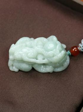 天然缅甸翡翠如意招财貔貅玉吊坠