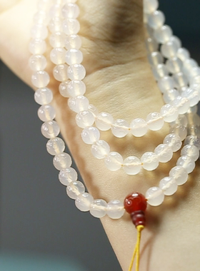 天然白玛瑙祥云圆珠多圈手链手串