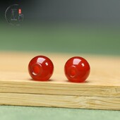天然红玛瑙圆珠扣子10mm扣孔2mmDIY手工配件国风汉服配饰百搭C223