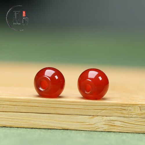 天然红玛瑙圆珠扣子10mm