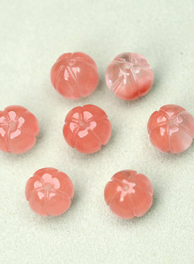 粉晶南瓜珠10mm饰品diy手工编织发簪手链吊坠饰品配件B132