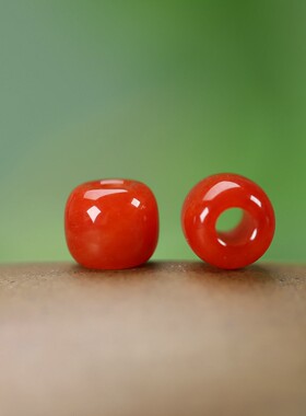 柿子红色玉石老型珠8*7mm孔3mm