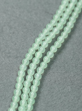 天然玉石淡绿色玉珠6nn圆珠散珠子DIY饰品配件手工串珠材料一整条