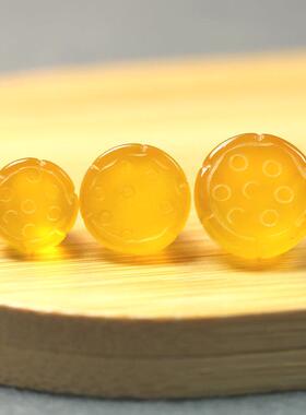 天然黄玛瑙莲蓬10 12 14mm散珠吊饰DIY饰品衣服扣子吊坠A44A45A46