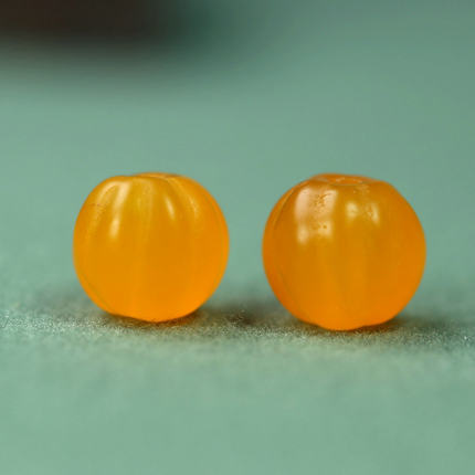 两颗价 天然黄玛瑙南瓜珠 diy小饰品古法手工雕刻配饰 B189 B190