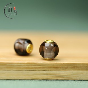 天然茶晶透黑圆角方糖珠8*10mm孔2mmDIY手链手串配饰简单百搭D70