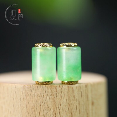 飘绿管桶珠约8*13mm镶孔2mm